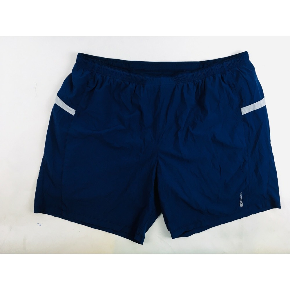 SUGOI Shor Men's Size 2XL Navy Blue Activewear Elastic Waist Logo Zip Pocket